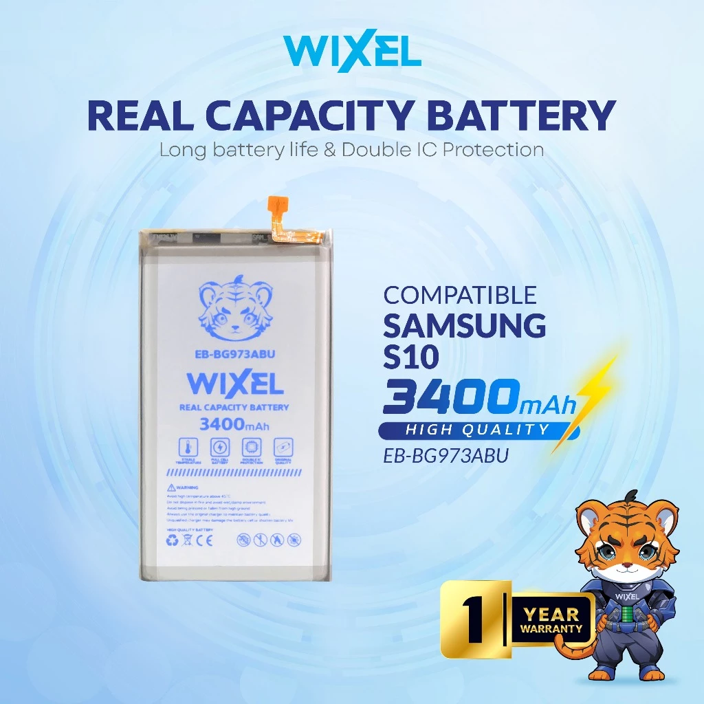 WIXEL Baterai EB-BG973ABU Samsung Galaxy S10 SM-G973F Double Power Real Capacity Batre Batrai Battery Original Ori Dual