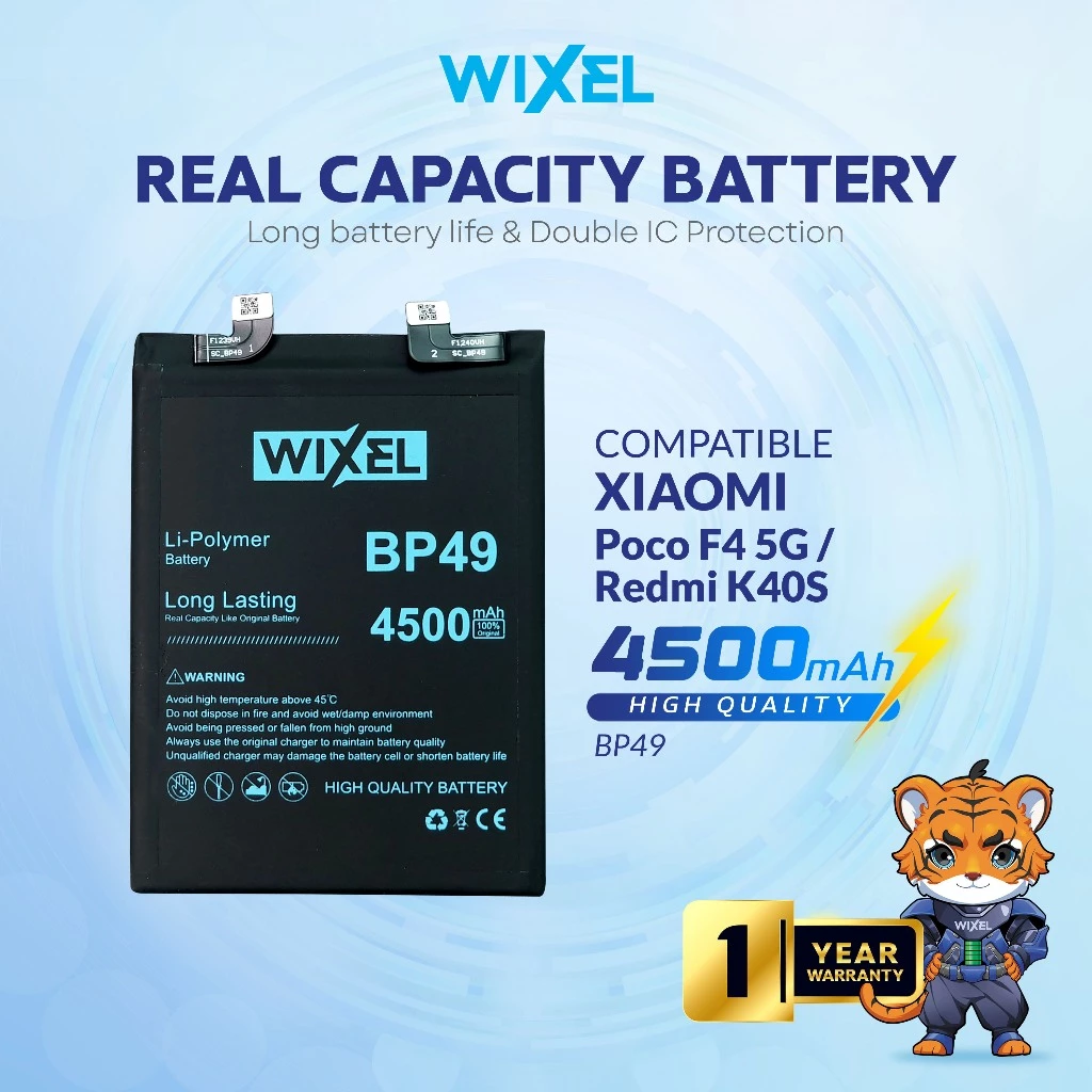 WIXEL Baterai BP49 Poco F4 5G XiaoMi Redmi K40S Double Power Real Capacity Original Batre Batrai Battery Ori BP 49 Dual Pocophone HP
