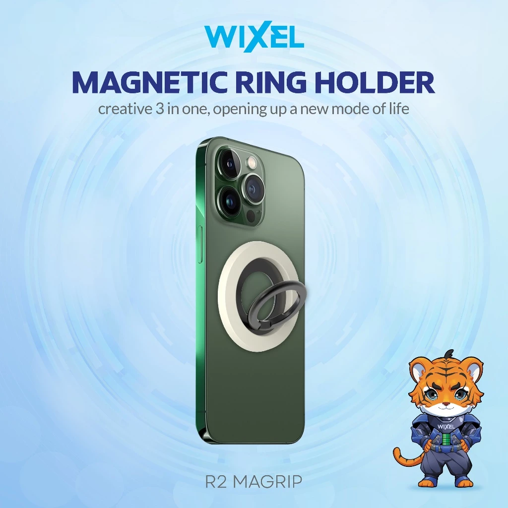 WIXEL R2 Magrip Magnetic Ring Stand Phone Holder MagSafe Silicone Strong Magnet Iring I Ring Silikon Putih