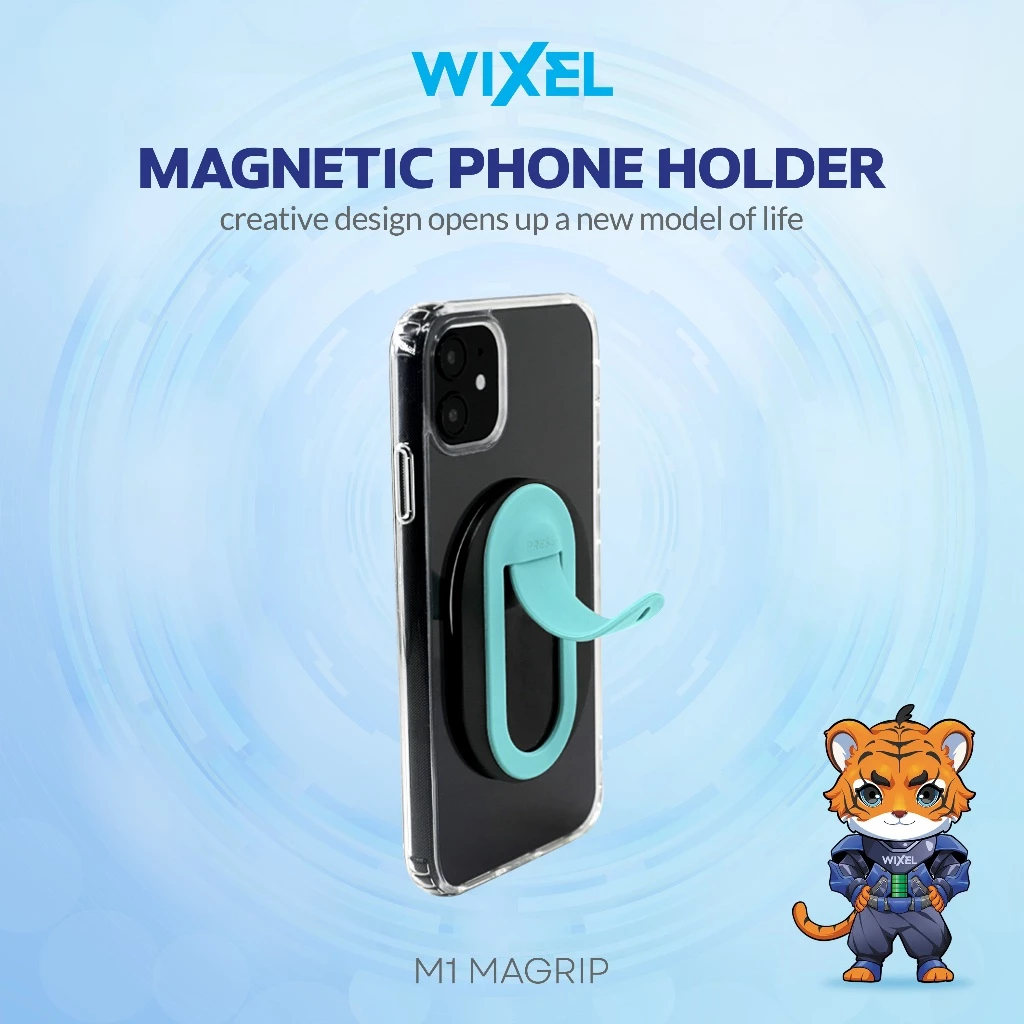 WIXEL M1 Magrip Magnetic Phone Holder MagSafe Silicone 2 in 1 with Simple Car Holder Lobang AC Air Vent Magnet Ring Stand Iring I Ring Silikon Hijau