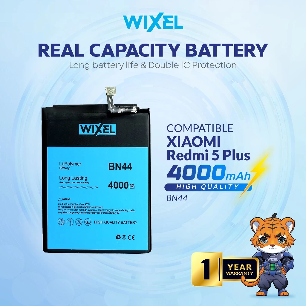 WIXEL Baterai XiaoMi BN44 Redmi 5 PLUS 5+ Real Capacity Battery Original Double Power HP Handphone Batre Batrai Ori BN 44
