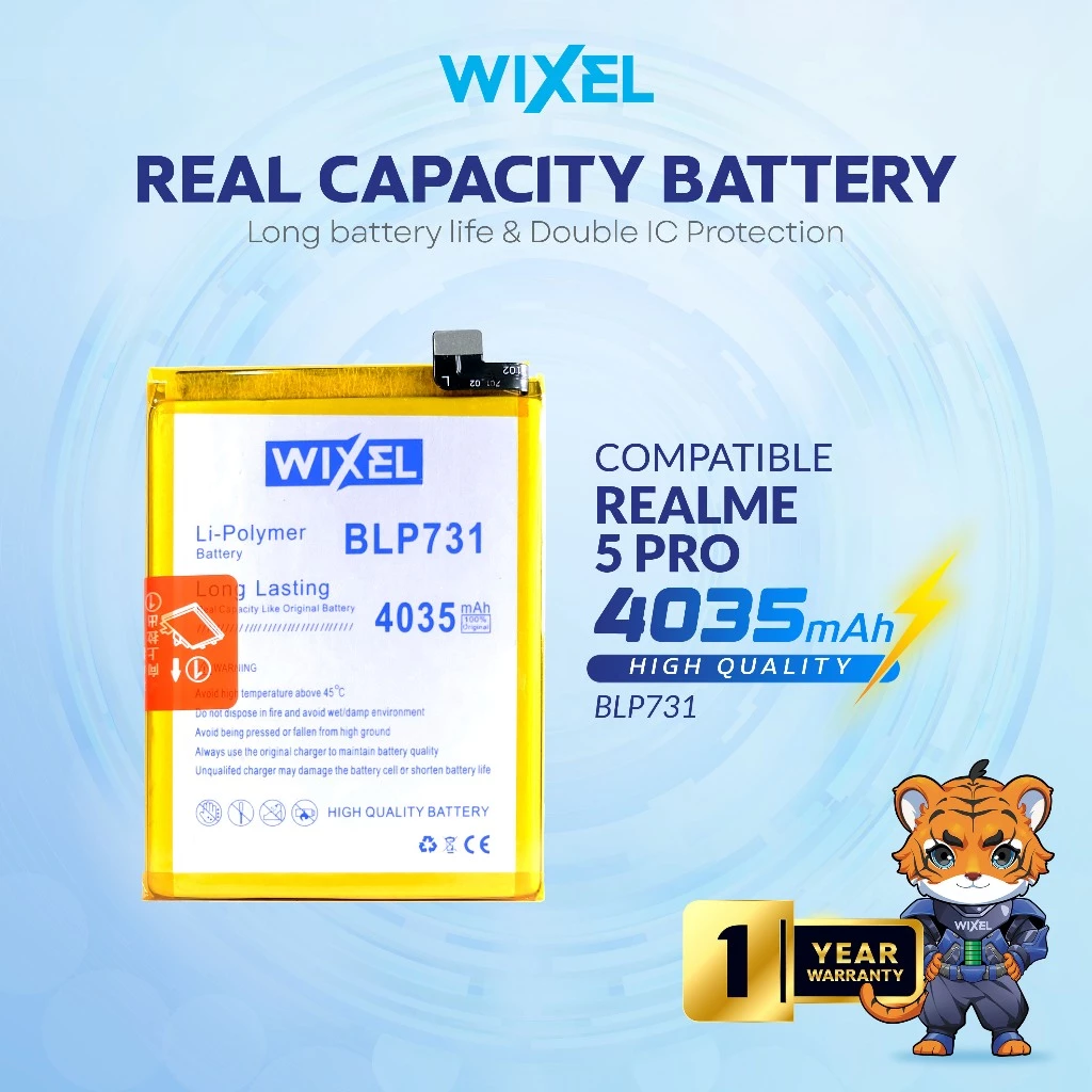 WIXEL Baterai Realme 5 Pro BLP731 Double Power Real Capacity Batre Batrai Battery Original Ori BLP 731 HP Handphone Dual Real Me
