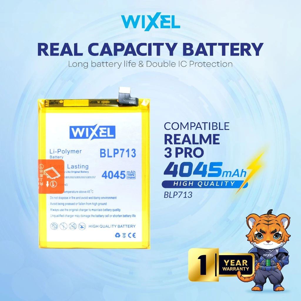 WIXEL Baterai Realme 3 Pro BLP713 Double Power Real Capacity Batre Batrai Battery Original Ori BLP 713 HP Handphone Dual