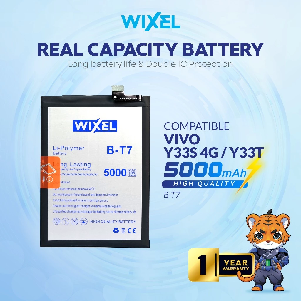 WIXEL Baterai B-T7 Vivo Y33S 4G / Y33T BT7 Real Capacity Batre Batrai Battery Handphone HP Ori Double Power Original Dual IC Protection