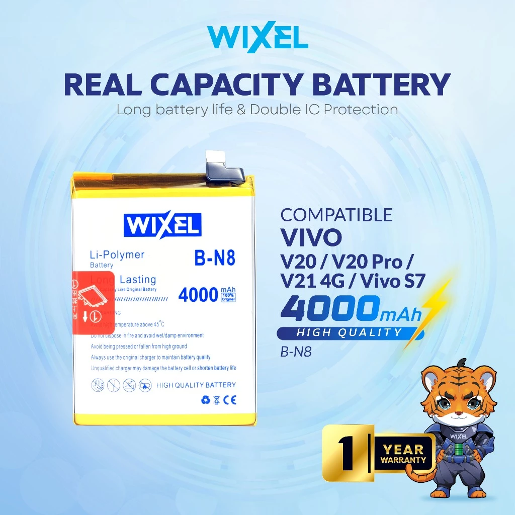 WIXEL Baterai Vivo V20 / V20 Pro / S7 B-N8 Double Power Real Capacity Batre Batrai Battery Original Ori BN8 HP Handphone Dual