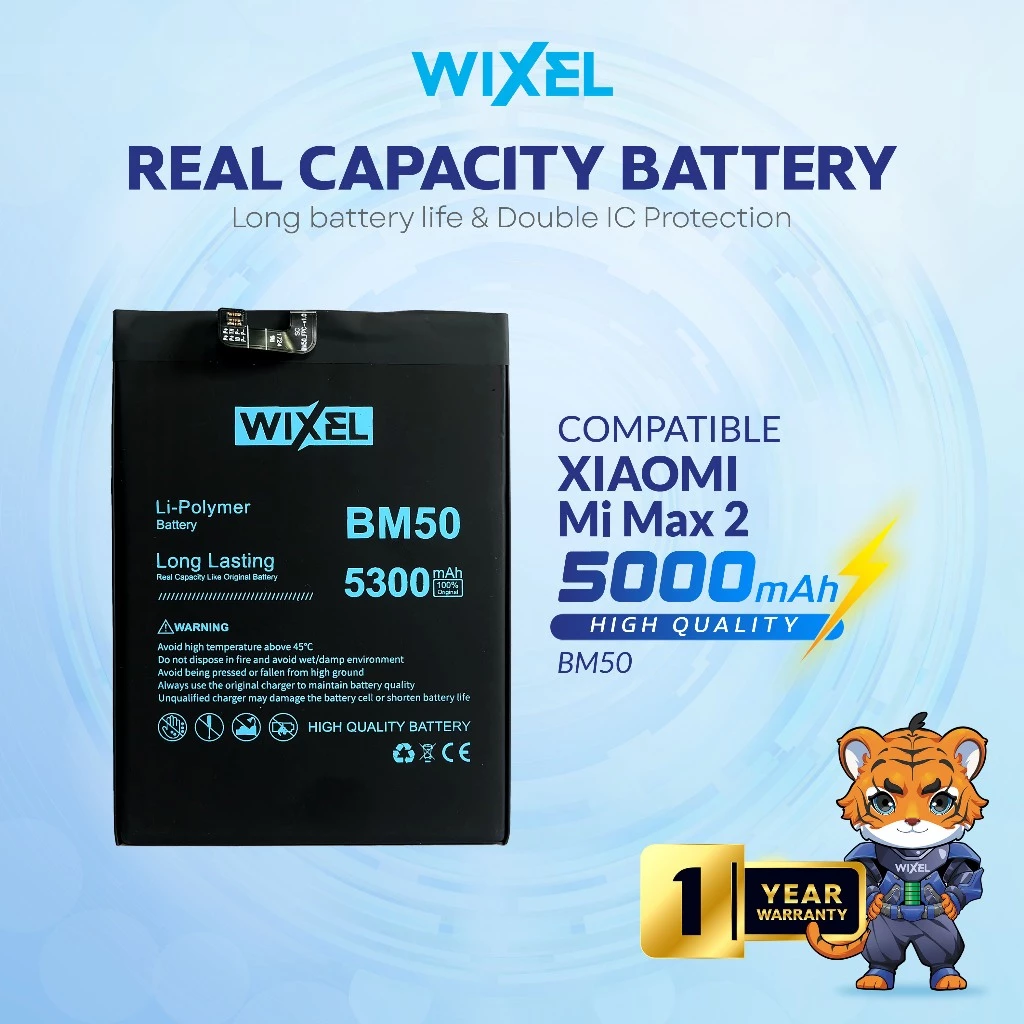 WIXEL Baterai XiaoMi Mi Max 2 BM50 Double Power Original Real Capacity Batre Batrai Battery Handphone HP MiMax Ori Dual BM 50 XiaoMi