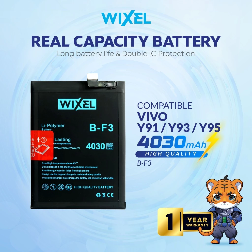 WIXEL Baterai Vivo Y91 Y93 Y95 B-F3 BF3 Double Power Real Capacity Original Battery Ori 100% Batre Batrai HP Handphone