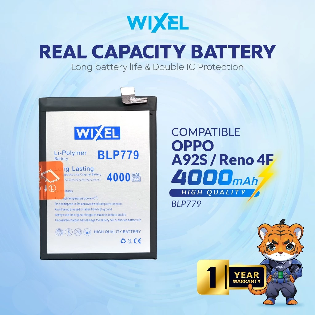 WIXEL Baterai Oppo A92S Reno 4F BLP779 Double Power Real Capacity Batre Batrai Battery Original Ori BLP 779 HP Handphone Dual
