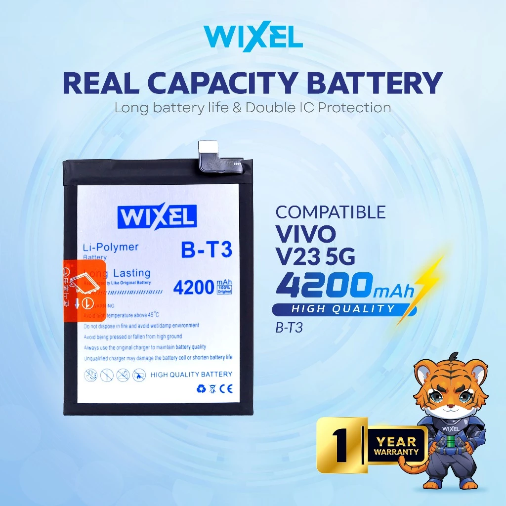 WIXEL Baterai Vivo V23 5G V2130 V2303 B-T3 Double Power Real Capacity Batre Batrai Battery Original Ori Dual BT3