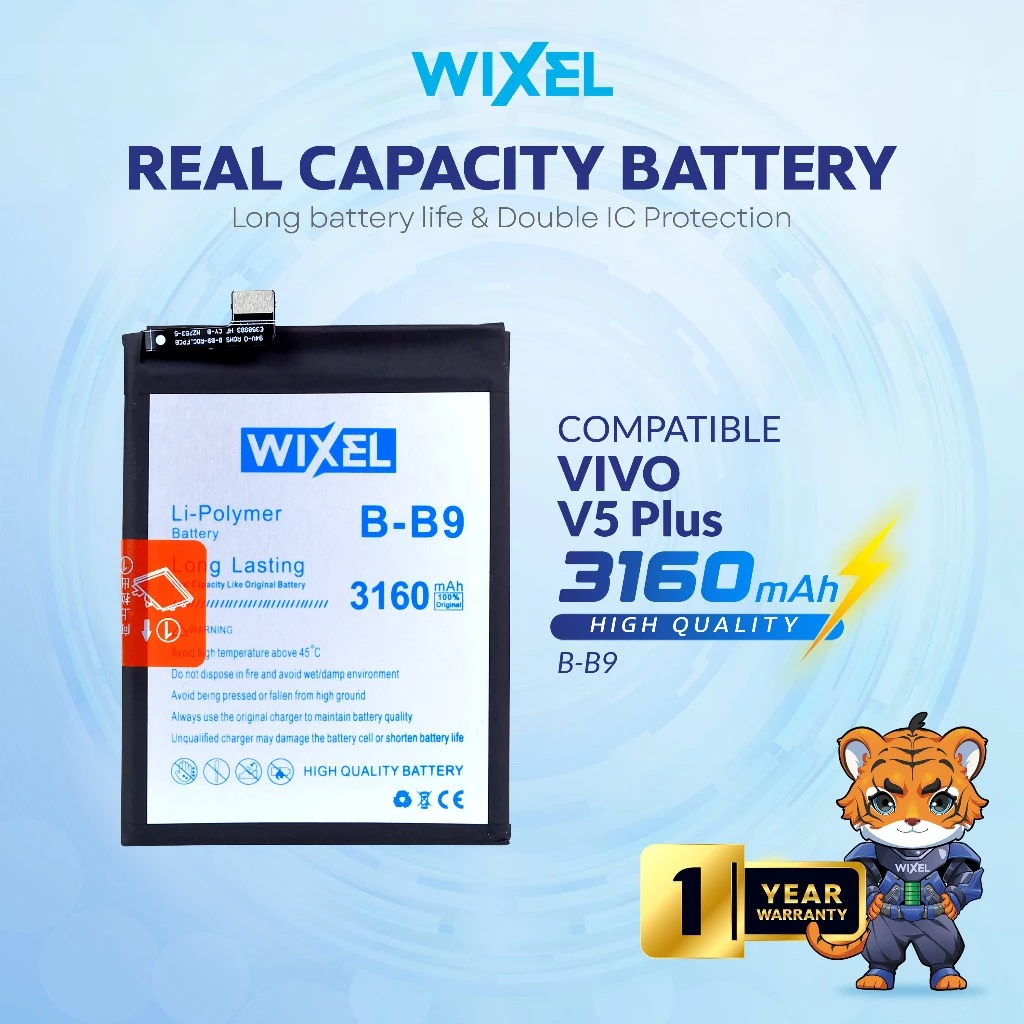 WIXEL Baterai Vivo V5 PLUS V5+ 1611 B-B9 Double Power Real Capacity Batre Batrai Battery Original Ori Dual BB9