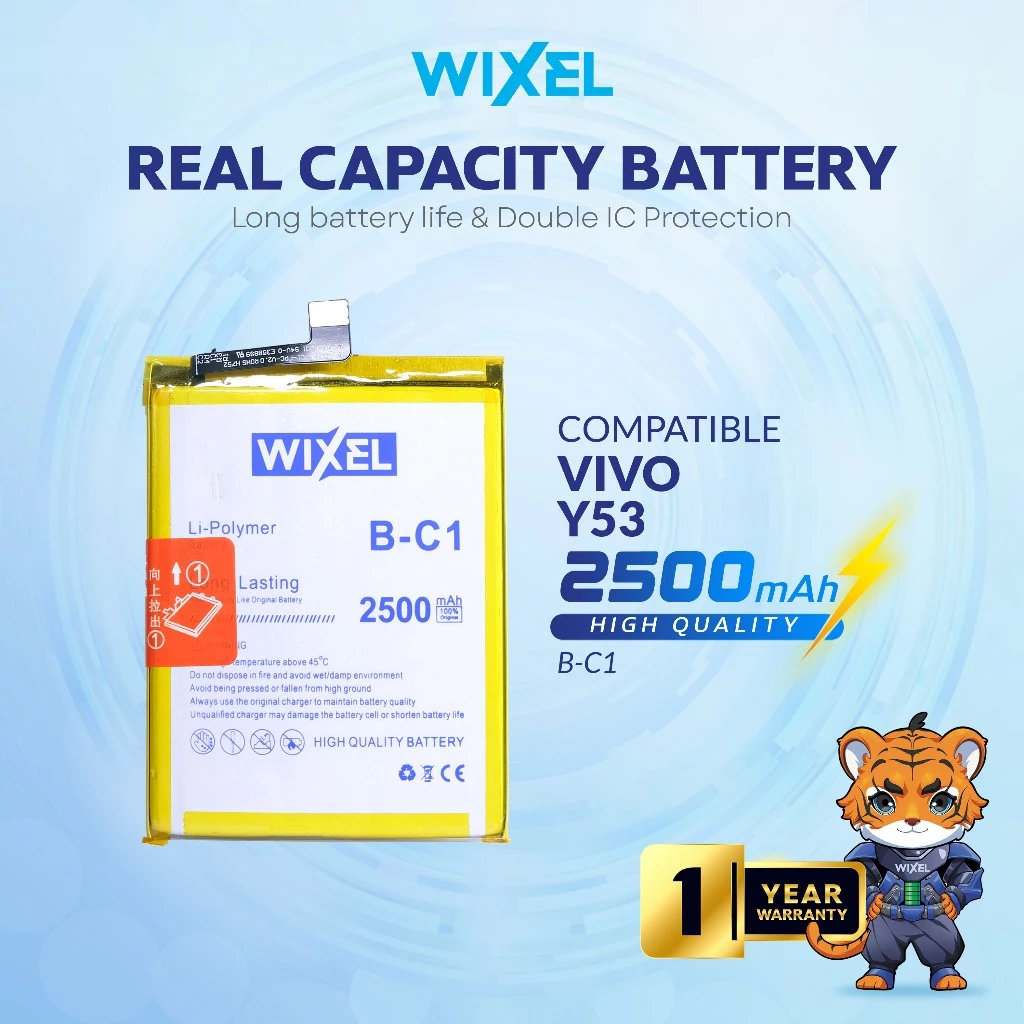WIXEL Baterai Vivo Y53 B-C1 BC1 Double Power Real Capacity Original Batre Batrai Battery Ori HP Handphone