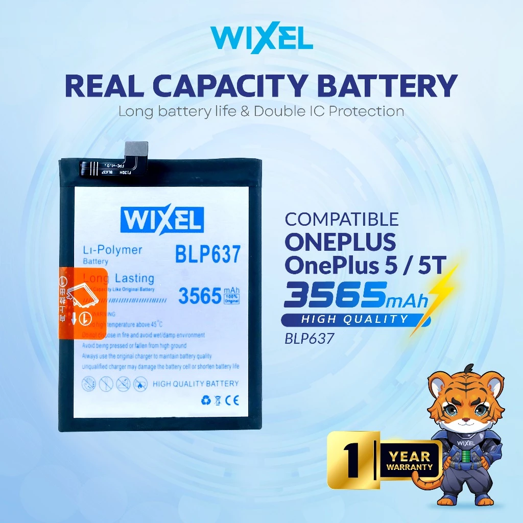 WIXEL Baterai BLP637 OnePlus 5 / One Plus 5T Double Power Real Capacity Batre Batrai Battery Original Ori Dual BLP 637 One+