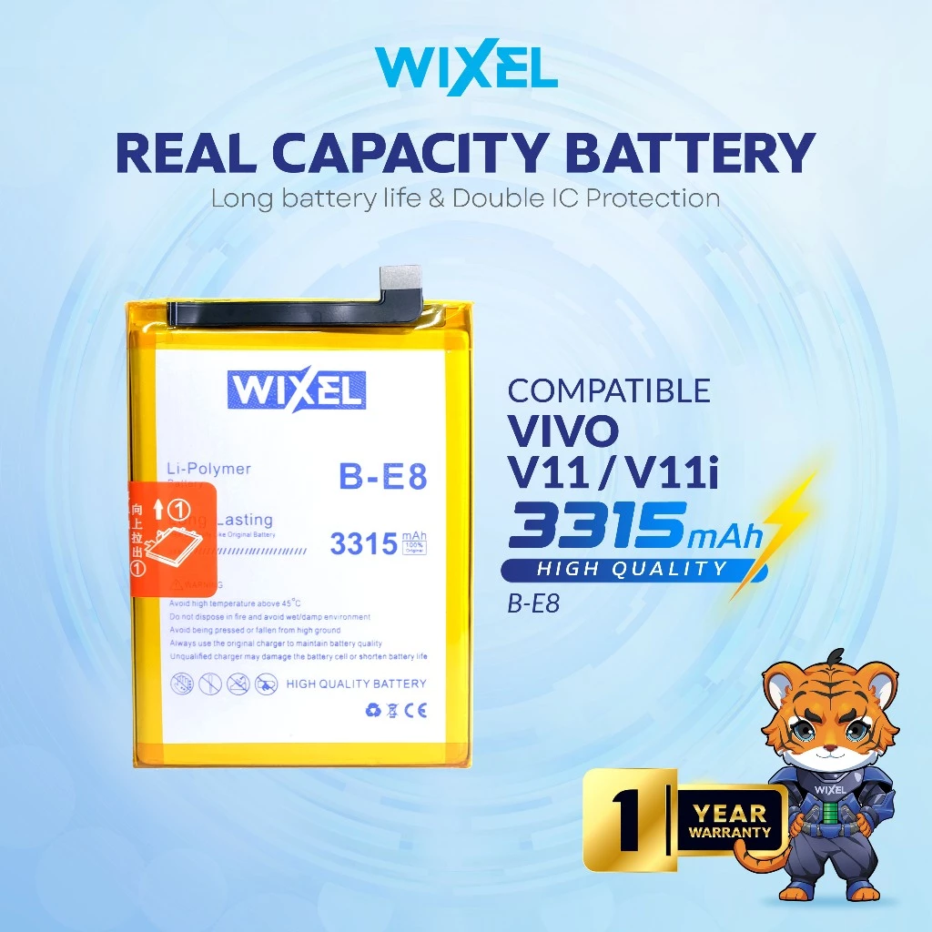 WIXEL Baterai Vivo V11 V11i B-E8 BE8 Double Power Real Capacity Original Batre Batrai Battery Ori HP Handphone