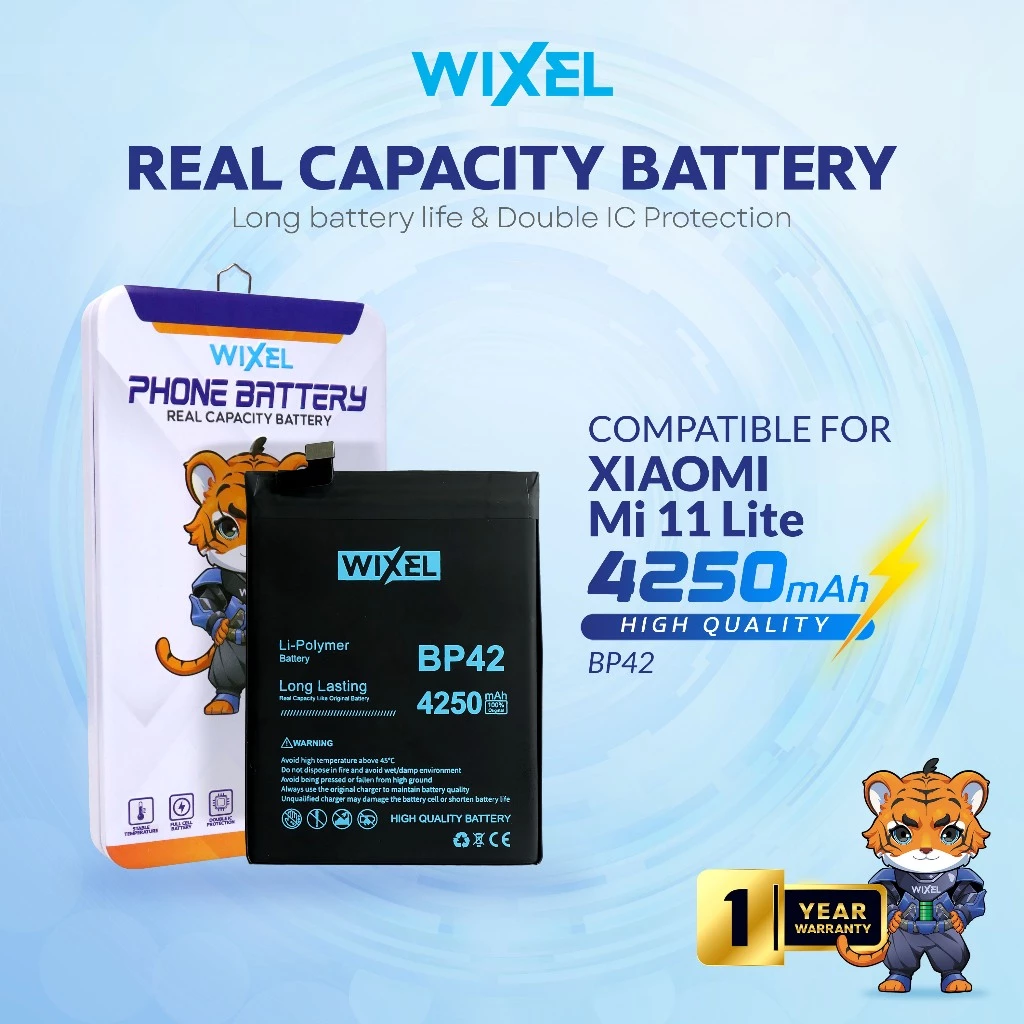 WIXEL Baterai XiaoMi Mi 11 Lite BP42 Mi11 Batre Batrai Battery HP Handphone BP 42 Double Power Original Dual Ori