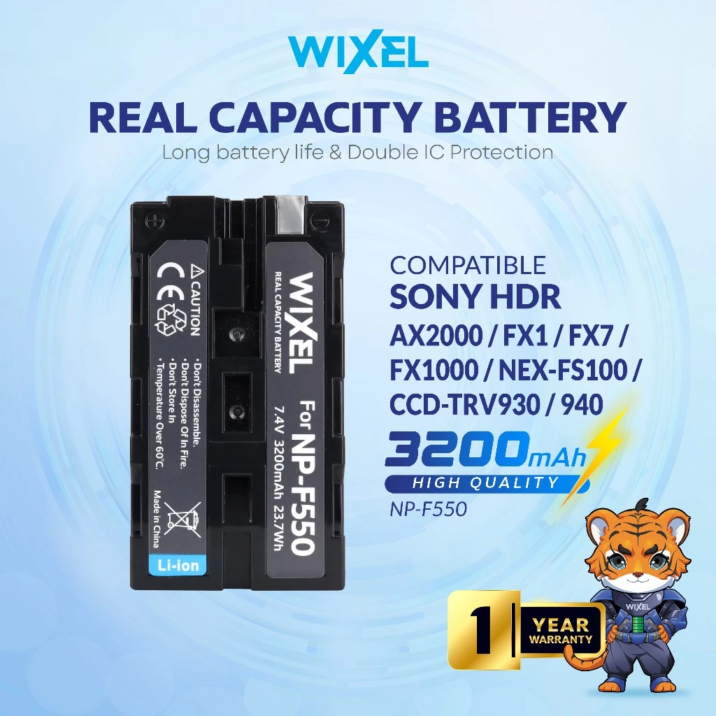 WIXEL Baterai Kamera NP-F550 for Sony NP-F330 / NP-F530 / NP-F550 / NP-F570 Camera Battery Real Capacity Dual Double Power NPF550